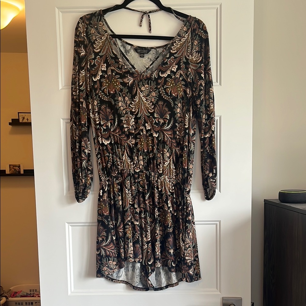 H&M Earthy Tones/Paisley Long Sleeve Romper